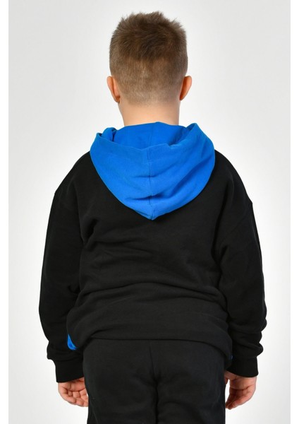 Cepli Kapüşonlu Erkek Çocuk Sweatshirt - Siyah Siyah - 8-10 Yaş indirimleri