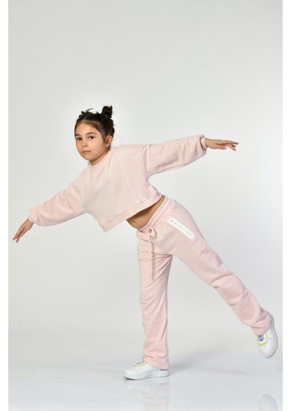 Cepli, Fermuarlı Kız Çocuk Eşofman Altı - Pembe Pembe - 8-10 Yaş