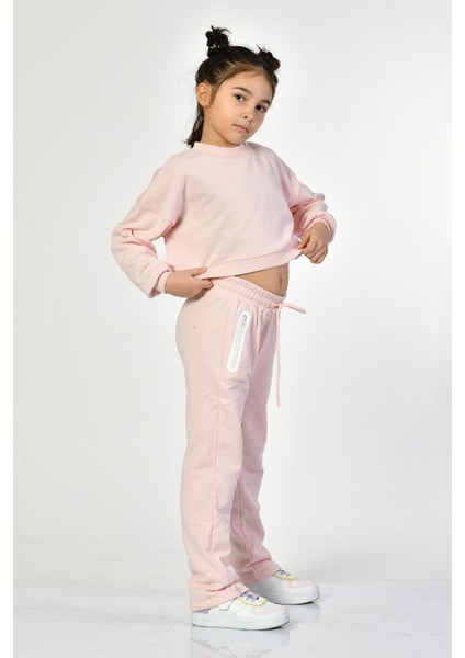 Cepli, Fermuarlı Kız Çocuk Eşofman Altı - Pembe Pembe - 8-10 Yaş
