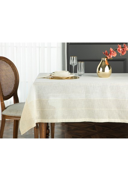 English Home Luxe Linen Look Polyester Masa Örtüsü 150 x 200 cm Bej