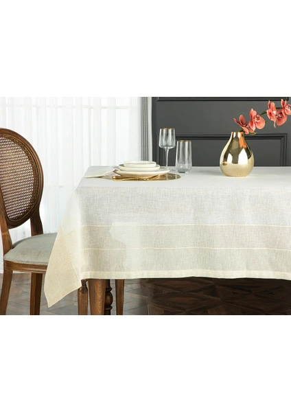 English Home Luxe Linen Look Polyester Masa Örtüsü 150 x 200 cm Bej