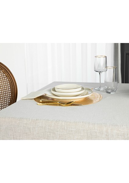 English Home Luxe Linen Look Polyester Masa Örtüsü 150 x 200 cm Bej