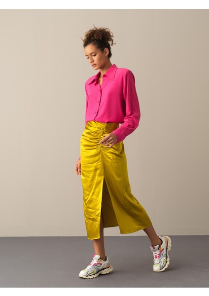 Kadın Fuşya Vatkalı Oversize Gömlek modelleri