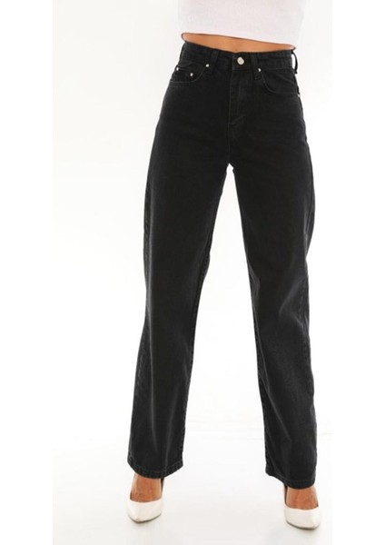 Cep Detaylı Yüksek Bel 90's Wide Leg Jeans