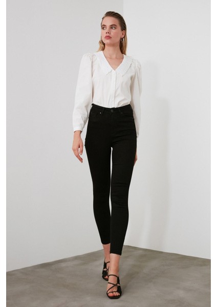 Solmayan Likralı Skinny Jeans Toparlayıcı Kömür Karası Kot Pantolon fiyatları