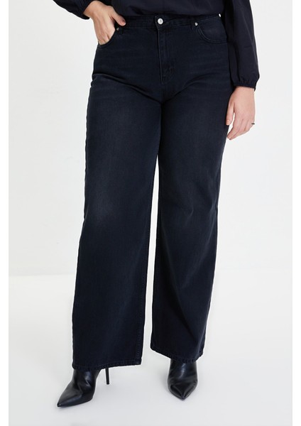 Cep Detaylı Yüksek Bel 90's Wide Leg Jeans