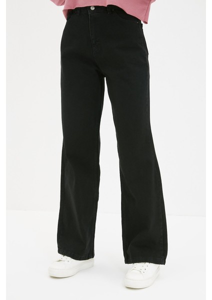 Kadın Süper Yüksek Bel Geniş Paça Wide Leg Jeans Pantolon