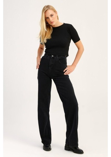 Kadın Süper Yüksek Bel Geniş Paça Wide Leg Jeans Pantolon fiyatları
