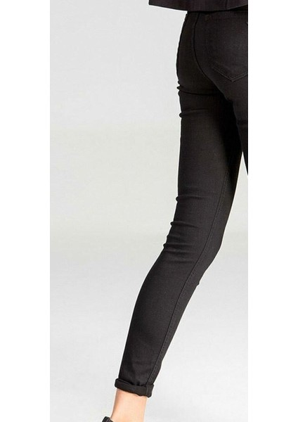 Siyah Extra Skinny Jeans Kot Pantolon (Dar Paça)