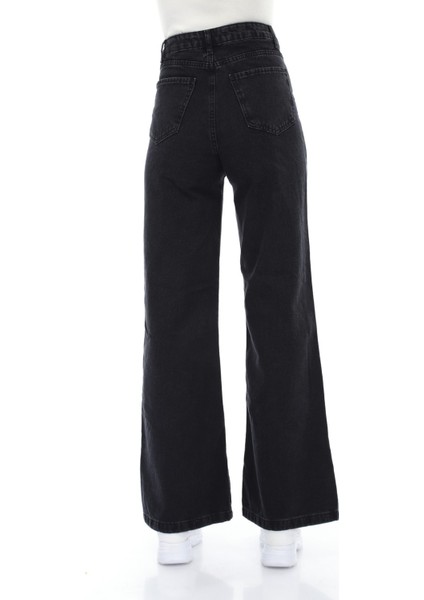 90's Likralı Süper Yüksek Bel Salaş Jeans Palazzo Pantolon