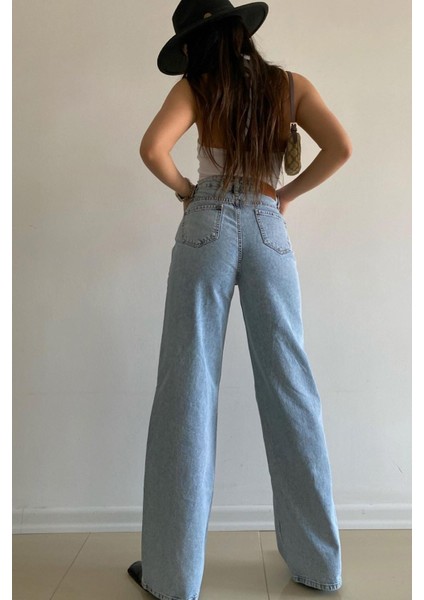Talisman Kar Yıkama Likralı Süper Yüksek Bel Wide Leg Jean Salaş Geniş Paça Kot Pantolon modelleri