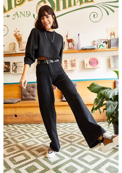 salaş Süper Yüksek Bel Wide Leg Power Likralı Palazzo Jeans