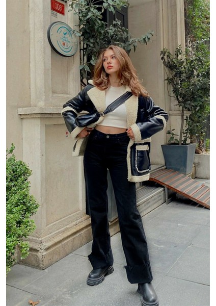 Kadın Süper Yüksek Bel Geniş Paça Wide Leg Jeans Pantolon