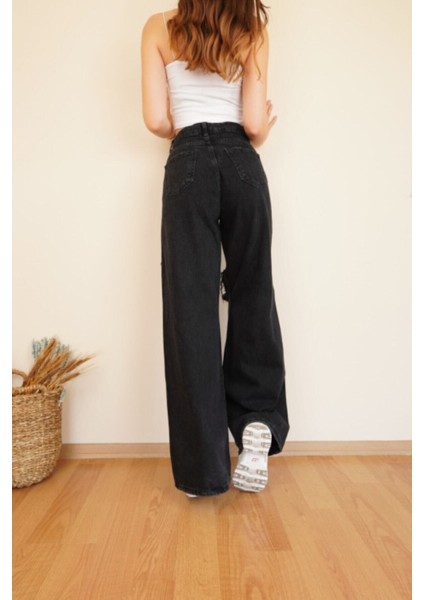 Cep Detaylı Yüksek Bel 90's Wide Leg Jeans