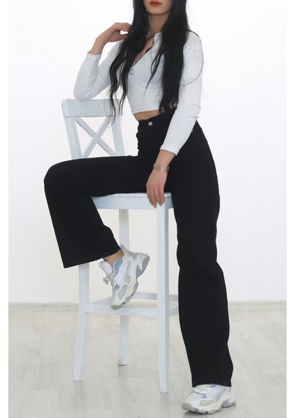 Cep Detaylı Yüksek Bel 90's Wide Leg Jeans
