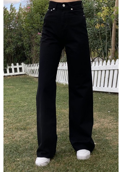 Cep Detaylı Yüksek Bel 90's Wide Leg Jeans
