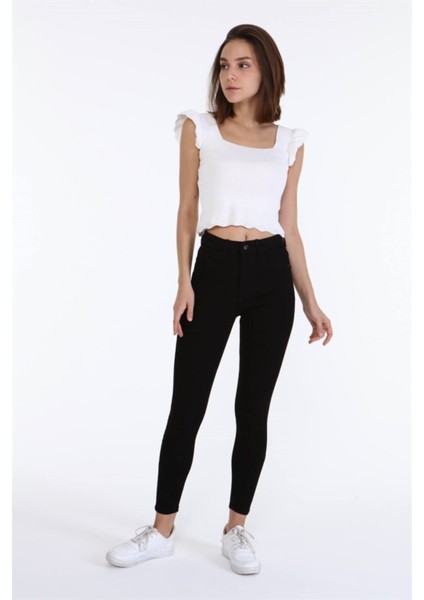 Solmayan Likralı Skinny Jeans Toparlayıcı Simsiyah Kot Pantolon fiyatları