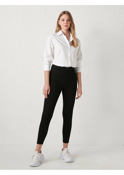 Solmayan Siyah Kot Pantolon Ince Gösteren Likralı Skinny Jeans (Toparlayıcı)