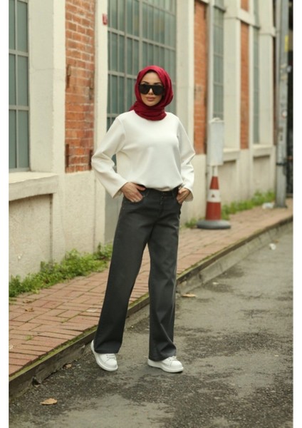 Kadın Süper Yüksek Bel Geniş Paça Wide Leg Jeans Pantolon