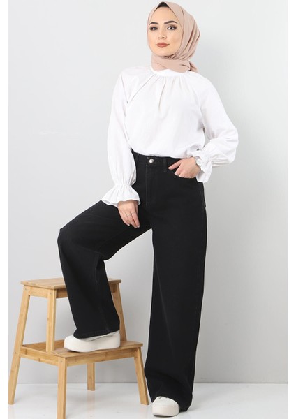 Kadın Süper Yüksek Bel Geniş Paça Wide Leg Jeans Pantolon fırsatları