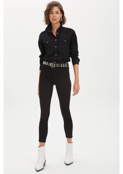 Renk Vermez Skinny Jeans Toparlayıcı Likralı Kot Pantolon (Simsiyah) fiyatları