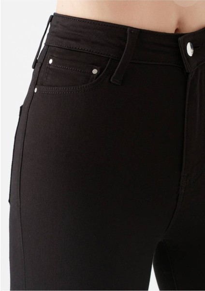 Siyah Extra Skinny Jeans Kot Pantolon (Solmayan Kumaş)