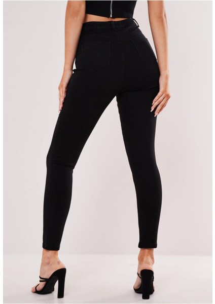 Maya Kadın Siyah Solmayan Yüksel Bel Likralı Toparlayıcı Skinny Jeans Pantalon fırsatları