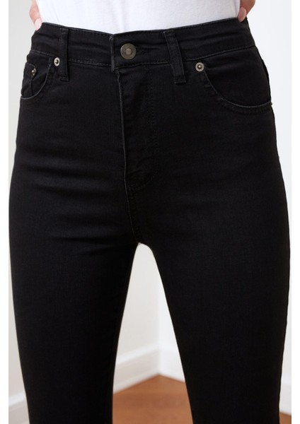 Siyah Skinny Jeans Kot Pantolon (Simsiyah)