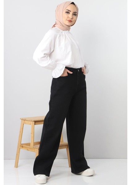 Kadın Süper Yüksek Bel Geniş Paça Wide Leg Jeans Pantolon