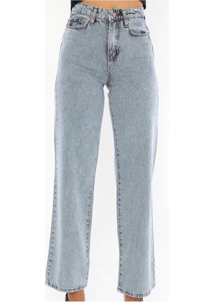 Mirabella Mavi Kar Likralı Süper Yüksek Bel Wide Leg Jean Salaş Paça Kot Pantolon fırsatları