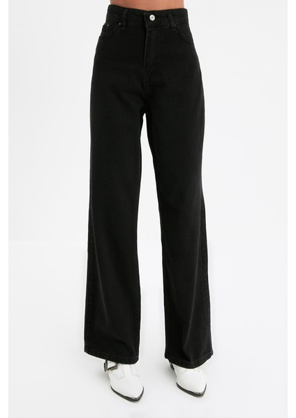 Kadın Süper Yüksek Bel Geniş Paça Wide Leg Jeans Pantolon