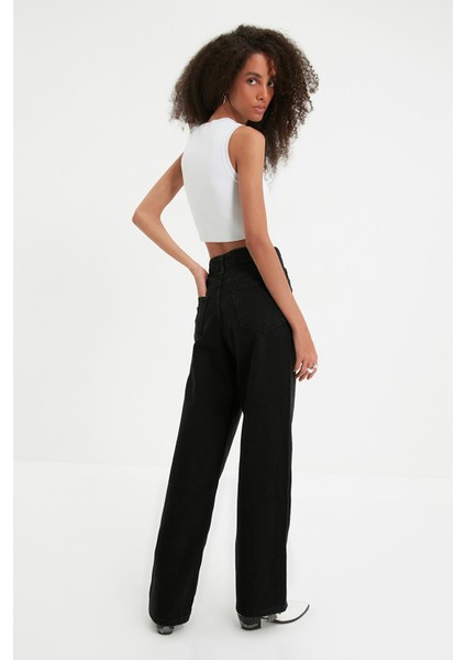 Kadın Süper Yüksek Bel Geniş Paça Wide Leg Jeans Pantolon indirimleri