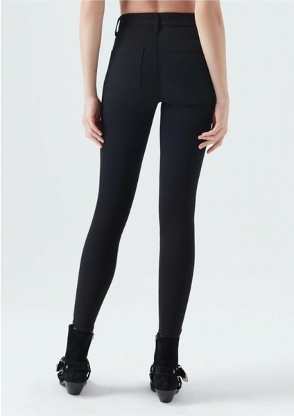 Kadın Siyah Solmayan Yüksel Bel Likralı Toparlayıcı Skinny Jeans Pantalon fırsatları