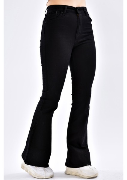 Extra Yüksek Bel Flare Jeans - Kadın Full Likralı Ispanyol Paça Kot Pantolon