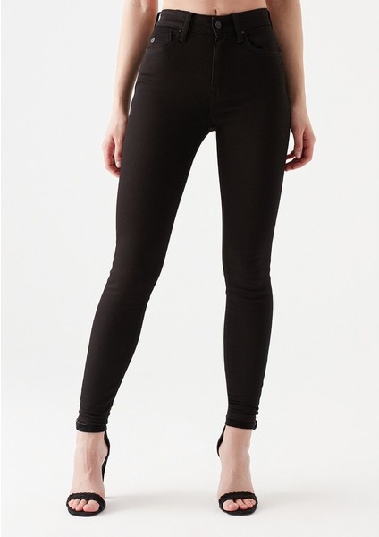 Kadın Siyah Dar Paça Yüksek Bel Skinny Jeans Kot Pantolon fırsatları