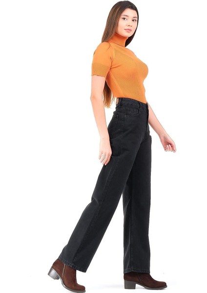 Cep Detaylı Yüksek Bel 90's Wide Leg Jeans