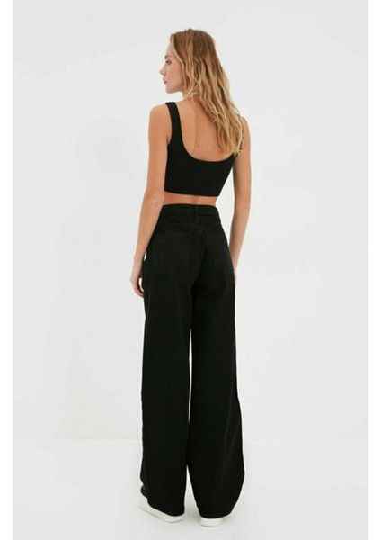 Cep Detaylı Yüksek Bel 90's Wide Leg Jeans