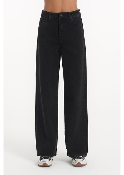 Kadın Süper Yüksek Bel Geniş Paça Wide Leg Jeans Pantolon
