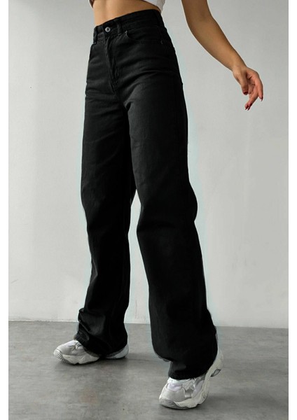 Kadın Süper Yüksek Bel Geniş Paça Wide Leg Jeans Pantolon