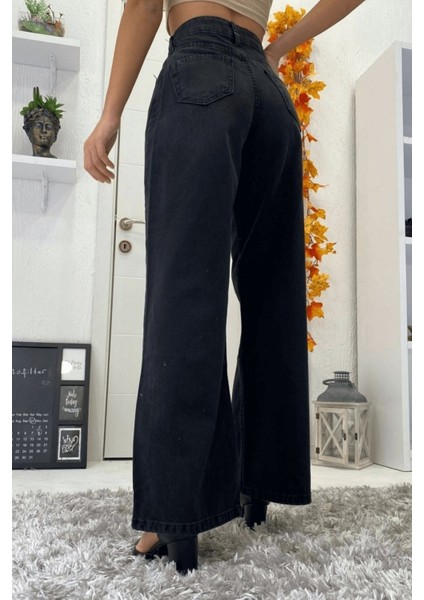 Kadın Süper Yüksek Bel Geniş Paça Wide Leg Jeans Pantolon fiyatları