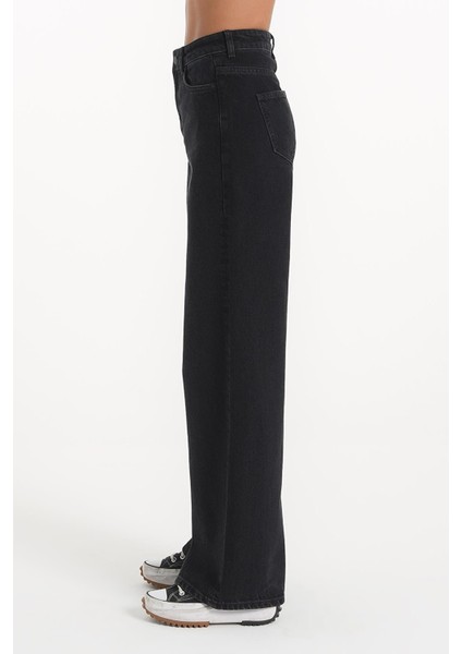 Cep Detaylı Yüksek Bel 90's Wide Leg Jeans