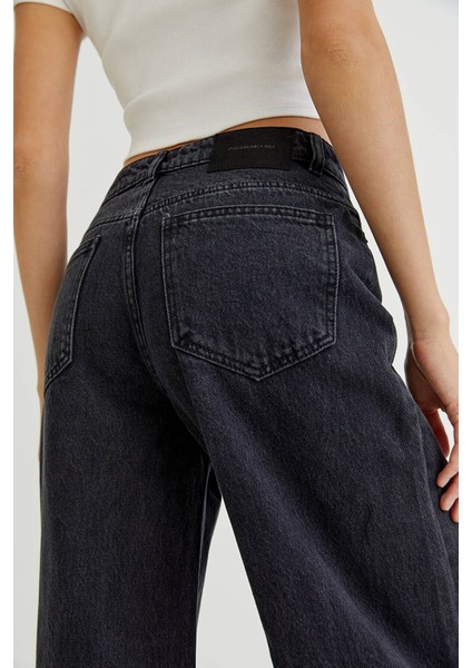 Kadın Süper Yüksek Bel Geniş Paça Wide Leg Jeans Pantolon