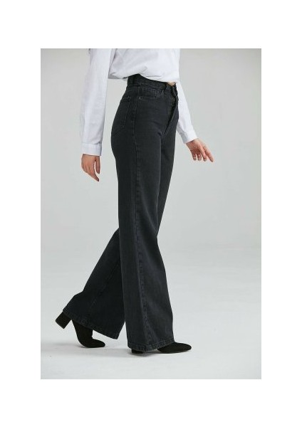 90's Likralı Süper Yüksek Bel Salaş Jeans Palazzo Pantolon