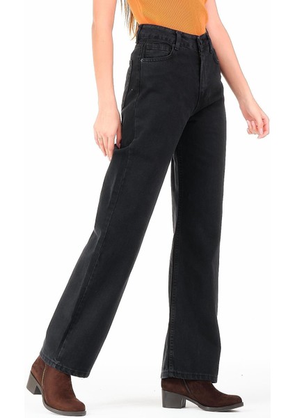 90's Likralı Süper Yüksek Bel Salaş Jeans Palazzo Pantolon