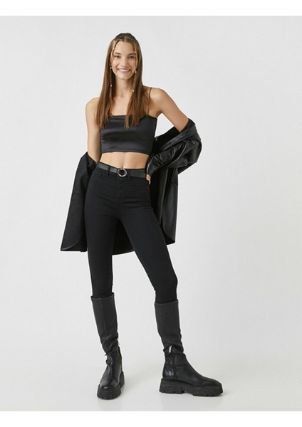 Simsiyah Solmaz Siyah Jeans Yüksek Bel Pantolon ( Toparlayıcı ) Süper Skinny