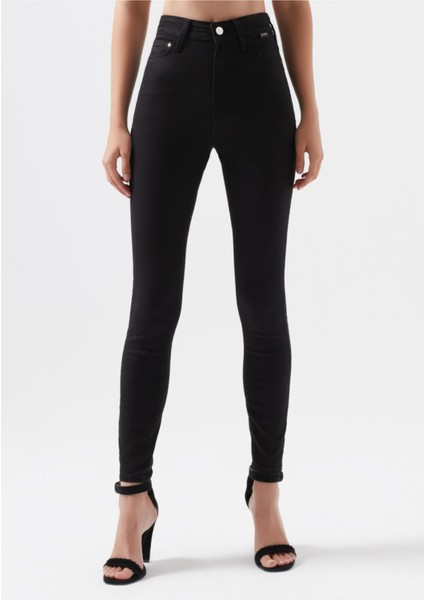 Solmayan Siyah Süper Skinny Jeans Kot Pantolon (Toparlayıcı)