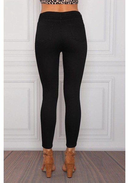 Renk Vermeyen Siyah Süper Skinny Jeans Kot Pantolon (Kapkara) modelleri