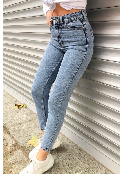 Kar Yıkama Boyfriend Likralı Kot Pantolon