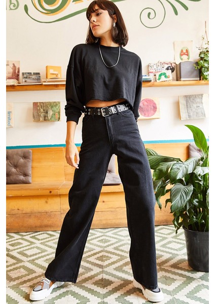 90's Likralı Süper Yüksek Bel Salaş Jeans Palazzo Pantolon fiyatları