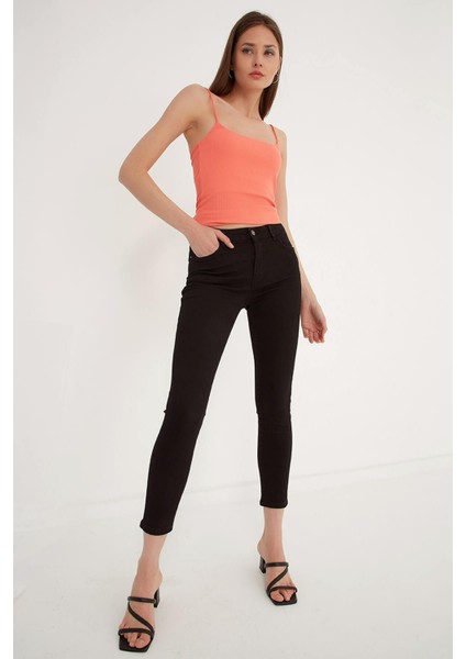 Toparlayıcı Süper Skinny Jeans Simsiyah Kot Pantolon fırsatları